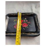 Hand Painted Rose Metal Snack Trays Set - 9 ct