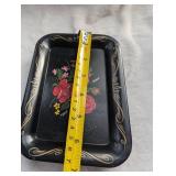 Hand Painted Rose Metal Snack Trays Set - 9 ct