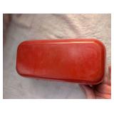 Red Glass Butter Dish with Lid