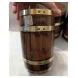 Wooden Kitchen Canisters with Brass Bands - 4 ct