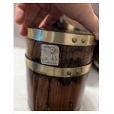 Wooden Kitchen Canisters with Brass Bands - 4 ct