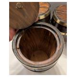 Wooden Kitchen Canisters with Brass Bands - 4 ct