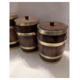 Wooden Kitchen Canisters with Brass Bands - 4 ct