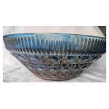 Indiana Glass Diamond Point Blue Iridescent Bowl