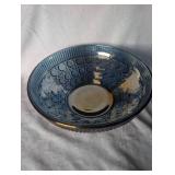 Indiana Glass Diamond Point Blue Iridescent Bowl