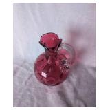 Fenton Cranberry Glass Pitcher with Coin Dot Pattern