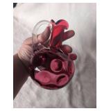 Fenton Cranberry Glass Pitcher with Coin Dot Pattern