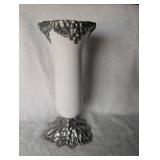 White Porcelain and Pewter Grape Design Vase