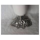 White Porcelain and Pewter Grape Design Vase