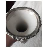 White Porcelain and Pewter Grape Design Vase