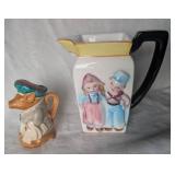Japanese Ceramic Animal Mini Creamer + Dutch Children Pitcher Set