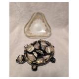 Decorative Mother of Pearl Turtle + Glass Trinket Dish