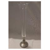 Etched Crystal Flower Vase with Pewter Base