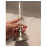 Etched Crystal Flower Vase with Pewter Base