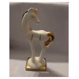 White and Gold Ceramic Horse Figurine