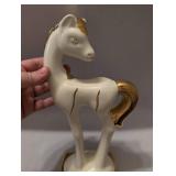 White and Gold Ceramic Horse Figurine