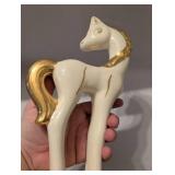 White and Gold Ceramic Horse Figurine