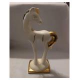 White and Gold Ceramic Horse Figurine