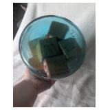 Blue Ball Mason Jar with Wooden Letter Blocks