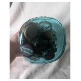 Blue Glass Ball Mason Jar with Bottle Cap Collection