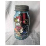 Blue Ball Perfect Mason Jar with Thread Spools