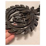 Japanese Cast Iron Eagle Trivet with Winter Scene Tile