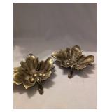 Brass Leaf Decorative Trinket Dishes - 2 ct