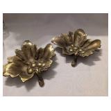 Brass Leaf Decorative Trinket Dishes - 2 ct