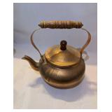 1984 Taiwanese Copper Tea Kettle with Wooden Handle