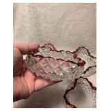 Cut Glass Salt Cellars with Ruby Red Trim - 4 ct