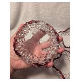 Cut Glass Salt Cellars with Ruby Red Trim - 4 ct