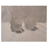 Nybro Clear Glass Bear Figurines - Book Ends