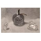 Crystal Bird Figurine + Bubble Glass Apple