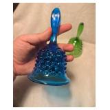 Fenton Hobnail Glass Bell Set - Blue and Green