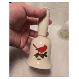Porcelain Bell Lot - Cardinal + Yellow Rose Design 1980