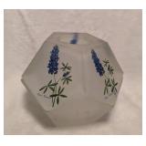 Blue Bonnet Frosted Glass Votive Fairy Light Holder