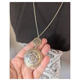 Circle Filigree Pendant Necklace + 2 Chain Styles - 3 ct