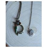 Decorative Owl Pendant Magnifier Glass Necklace + Steam Punk Necklace Lot