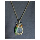 Decorative Owl Pendant Magnifier Glass Necklace + Steam Punk Necklace Lot
