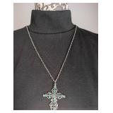 Decorative Turquoise Cross Necklace