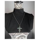 Decorative Turquoise Cross Necklace