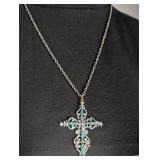 Decorative Turquoise Cross Necklace