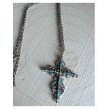 Decorative Turquoise Cross Necklace