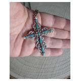 Decorative Turquoise Cross Necklace