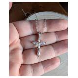 Sterling Silver CZ Cross Pendant Necklace