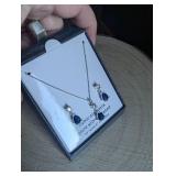 Blue Cubic Zirconia Teardrop Jewelry Set