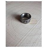 Wide Band Sterling Silver Cross Pattern Ring