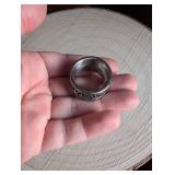 Wide Band Sterling Silver Cross Pattern Ring