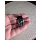 Wide Band Sterling Silver Cross Pattern Ring