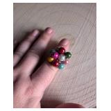 Colorful Beaded Cluster Ring